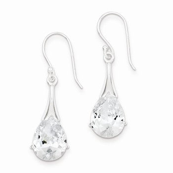 Sterling Silver CZ Shepherd Hook Earrings