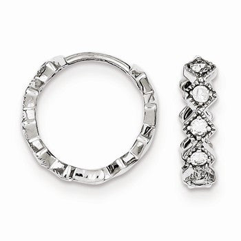Sterling Silver CZ Hinged Hoop Earrings