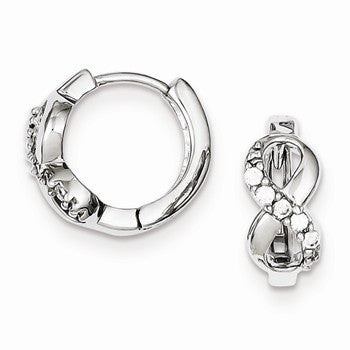 Sterling Silver CZ Figure 8 Hinged Hoop Earrings