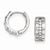Sterling Silver CZ 3 Row Channel Baguette Hinged Hoop Earrings