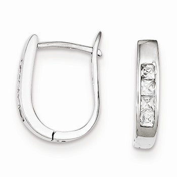 Sterling Silver CZ Hinged Hoop Earrings
