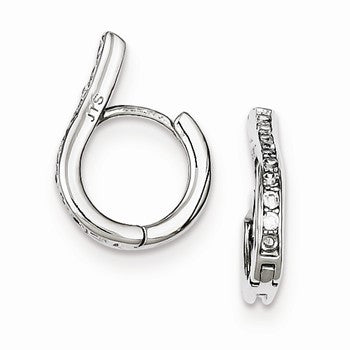 Sterling Silver CZ Oval Hinged Hoop Earrings