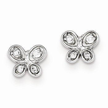 Sterling Silver CZ Butterfly Post Earrings