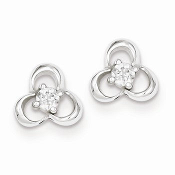 Sterling Silver Polished CZ Post Earrings