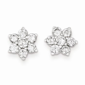 Sterling Silver CZ Flower Post Earrings