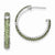 Sterling Silver Green Clear CZ Half Hoop Post Earrings