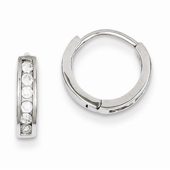 Sterling Silver CZ Hinged Hoop Earrings