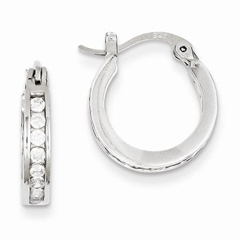 Sterling Silver CZ Hoop Earrings