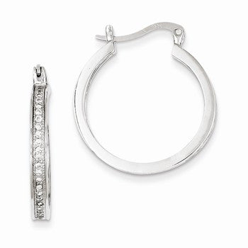 Sterling Silver CZ Hoop Earrings
