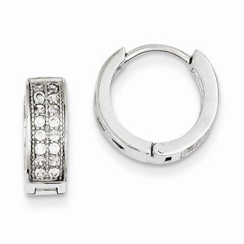 Sterling Silver CZ Hinged Hoop Earrings
