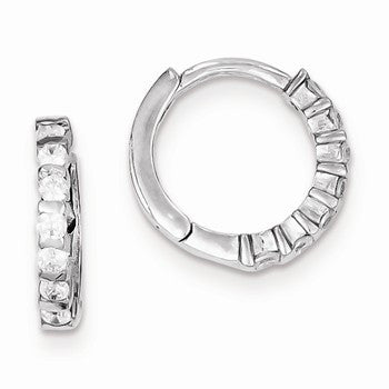 Sterling Silver CZ Hinged Earrings