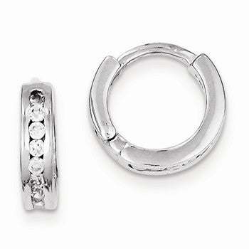 Sterling Silver CZ Hinged Earrings