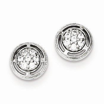 Sterling Silver CZ Round Post Earrings