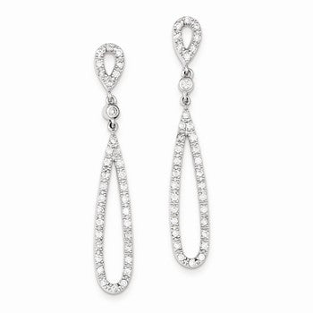 Sterling Silver CZ Dangle Post Earrings