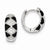 Sterling Silver Black Clear CZ Hinged Hoop Earrings