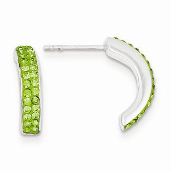 Sterling Silver Green Stellux Crystal Post Earrings