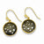 Sterling Silver Flash Gold Plate CZ Black Rhodium Circle Earrings