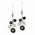 Sterling Silver FWC Green White Glass Pearl Cluster Dangle Earrings