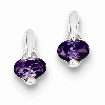 Sterling Silver Purple CZ Post Earrings