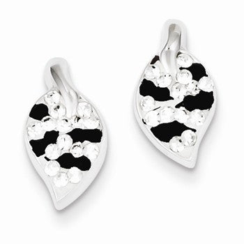 Sterling Silver Stellux Crystal Animal Print Leaf Shaped Post Earrings