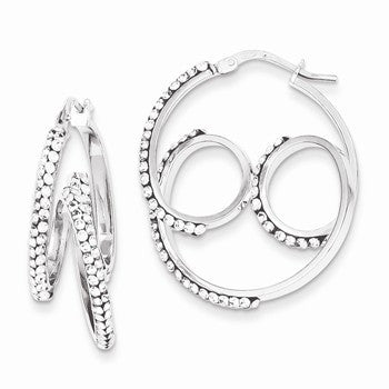Sterling Silver Stellux Crystal Twisted Hoop Earrings