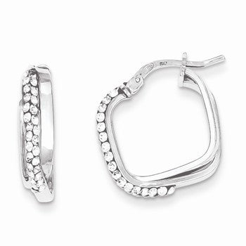 Sterling Silver Stellux Crystal Square Hoop Earrings