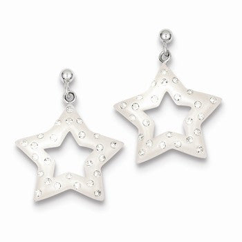 Sterling Silver Rhodium Ferido Stellux Crystal Star Earrings