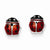 Sterling Silver Rhodium Polished Enameled Lady Bug Post Earrings