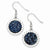 Sterling Silver with Blue Druzy CZ Round Shepherd Hook Earrings