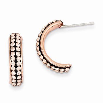 Sterling Silver Pink Ceramic Swarovski Elements Half Hoop Earrings