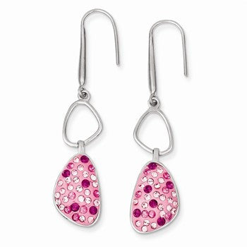 Sterling Silver with Pink Preciosa Crystal Dangle Earrings
