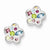 Sterling Silver Rhodium Plated Stellux Crystal Flower Post Earrings