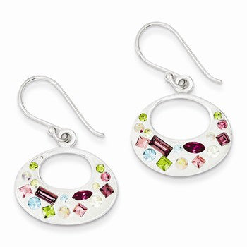 Sterling Silver Multi-Color Stellux Crystal/White Earrings