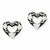 Sterling Silver Stellux Crystal Black Enamel Open Heart Post Earrings