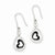 Sterling Silver Clear CZ Twisted Teardrop Black Heart Earrings