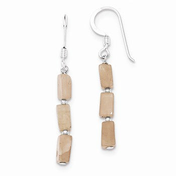 Sterling Silver Light Orange Moonstone Earrings