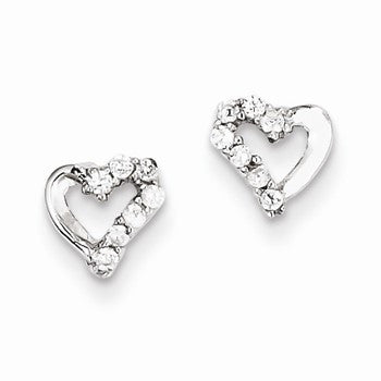 Sterling Silver CZ Heart Post Earrings
