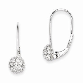 Sterling Silver CZ Leverback Earrings
