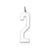 Large Elongated Polished Number 2 Charm in Sterling Silver