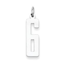 Sterling Silver Medium Elongated Polished Number 6 Charm hide-image