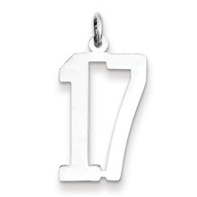 Sterling Silver Medium Elongated Polished Number 17 Charm hide-image