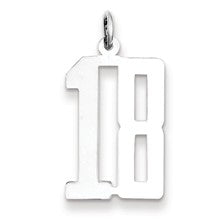 Sterling Silver Medium Elongated Polished Number 18 Charm hide-image