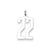 Medium Elongated Polished Number 22 Charm in Sterling Silver