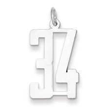Sterling Silver Medium Elongated Polished Number 34 Charm hide-image