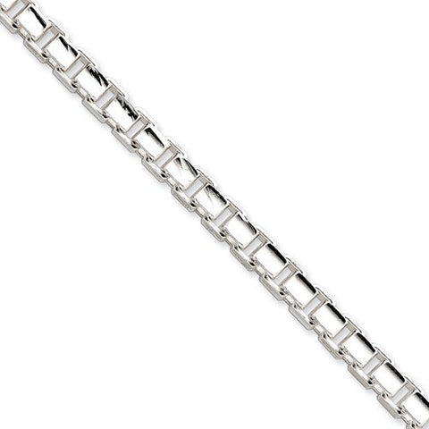 Sterling Silver Fancy Box Link Chain Anklet