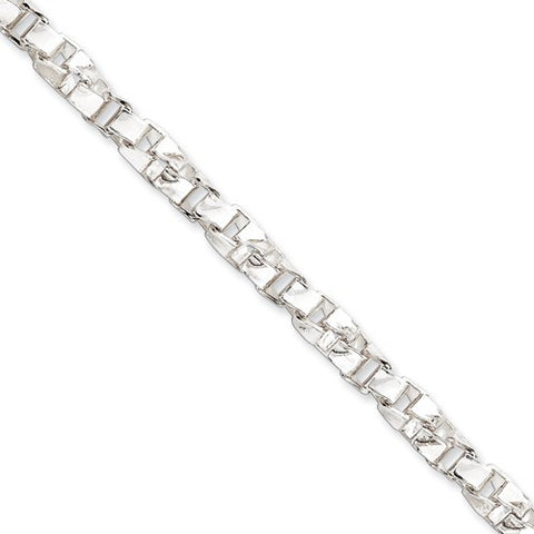 Sterling Silver Twisted Box Link Chain Anklet