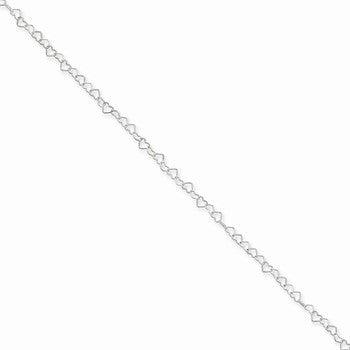 Sterling Silver Fancy Heart Link Necklace
