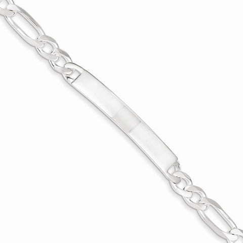 Sterling Silver Figaro Id Bracelet