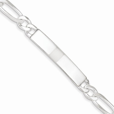 Sterling Silver Figaro Id Bracelet