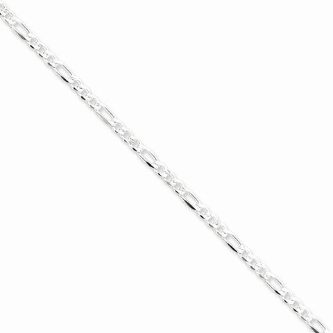 Sterling Silver Pave Flat Figaro Chain Bracelet